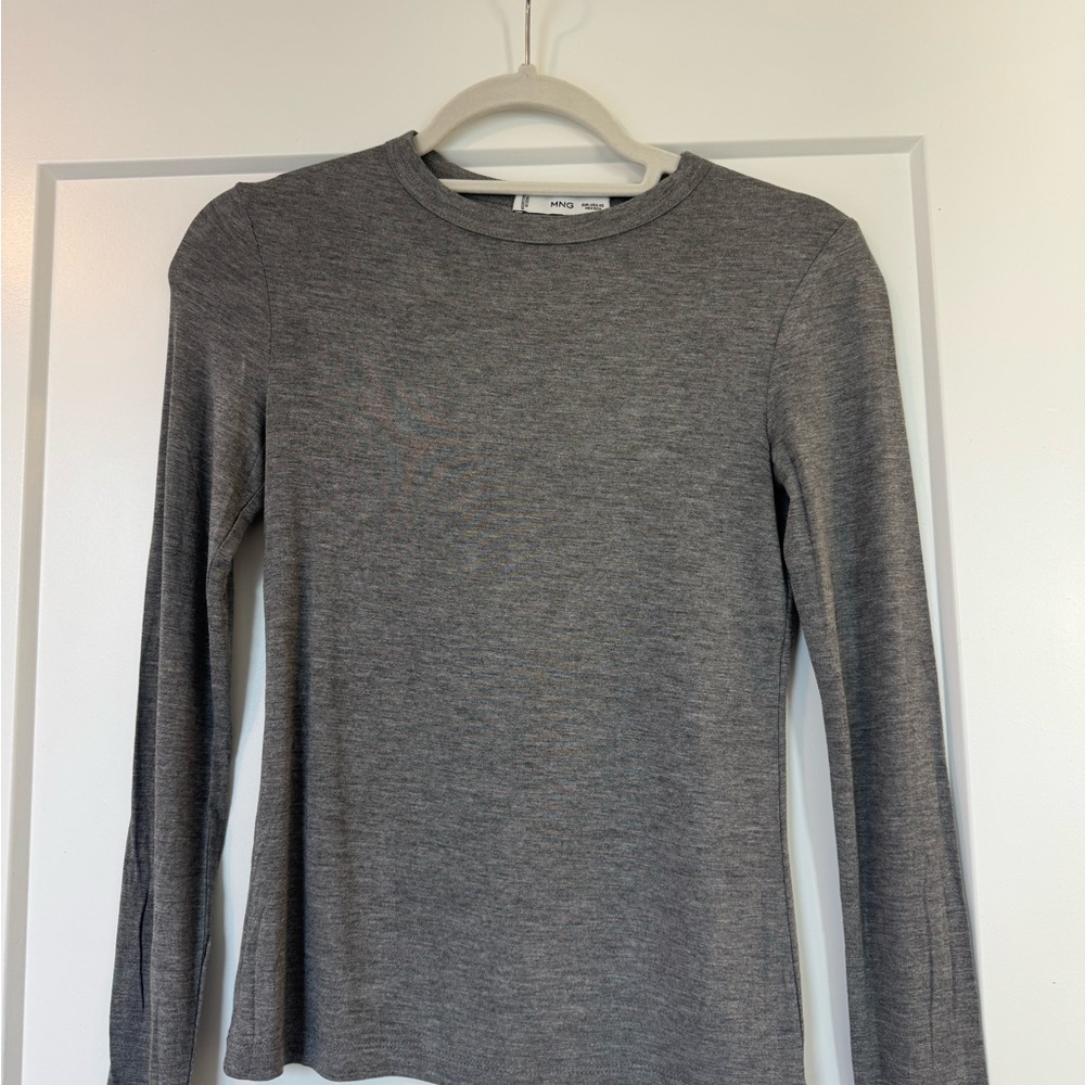 Mango Gray Long Sleeve Top